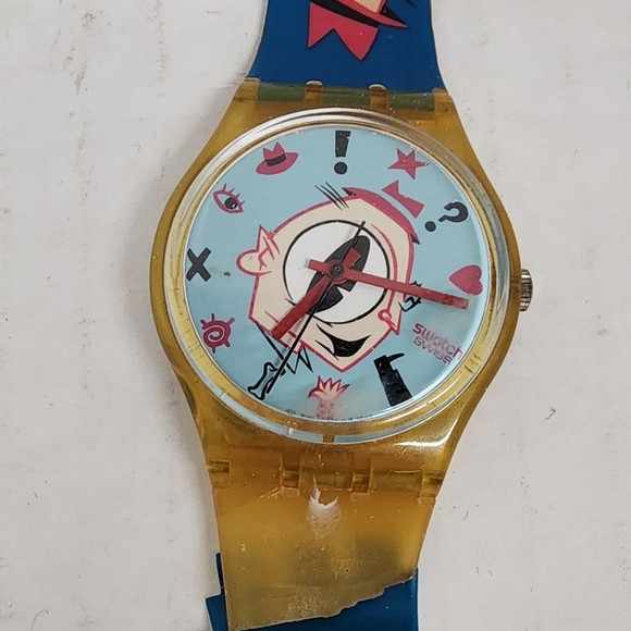 Vintage Swatch Watch Gulp Massimo Giacon Cartoon Swiss Watch 1991 - Picture 2 of 5